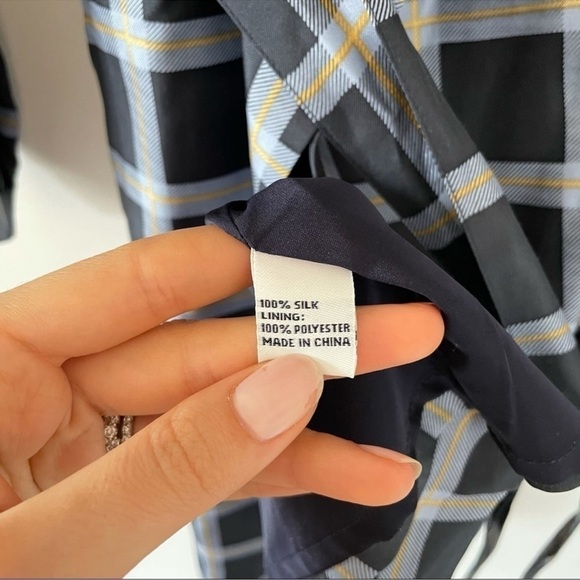 Elizabeth McKay Scotland Silk Wrap Dress in Blue Check - Picture 7 of 8